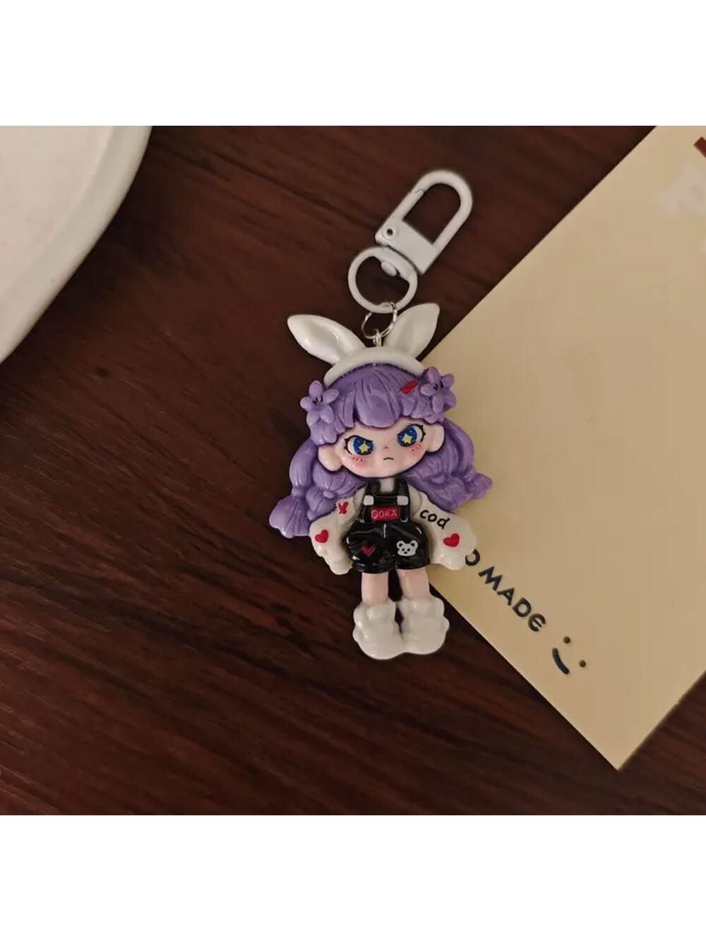 Cute Doll Phone Charm Keychain - Purple